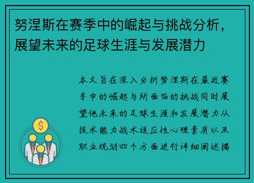 努涅斯在赛季中的崛起与挑战分析，展望未来的足球生涯与发展潜力